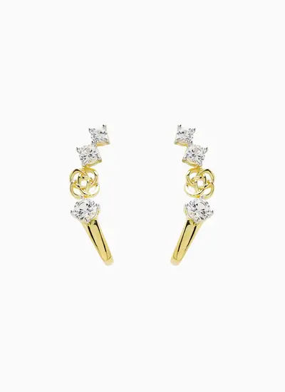 14K Gold Vermeil Celtic Knot with White Sapphire Earrings